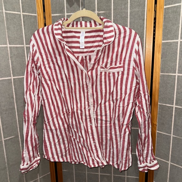 Women’s Striped Red and White Pajama Set - Picture 3 of 8